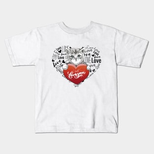 Kitty Is My Valentine Kids T-Shirt